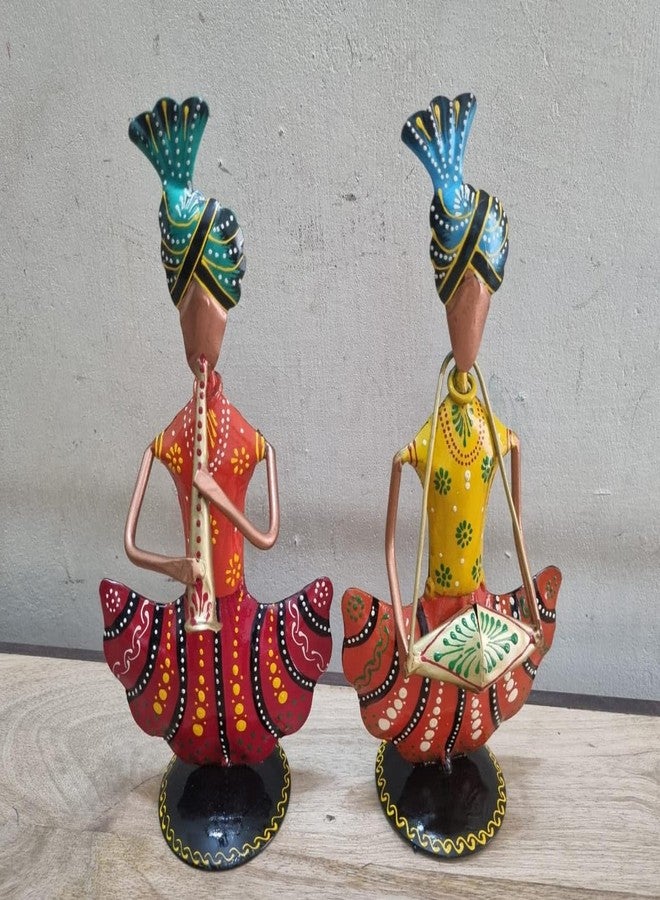 Vipron Metal Multicolour Musician Table Décor Showpiece Set of 2 - Image 1